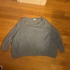 CAbi Grey Cable Knit Scoop Neck Sweater